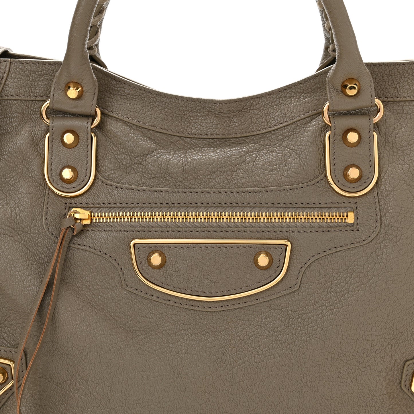 Chevre Gold Metallic Edge Hardware City Gris Taupe