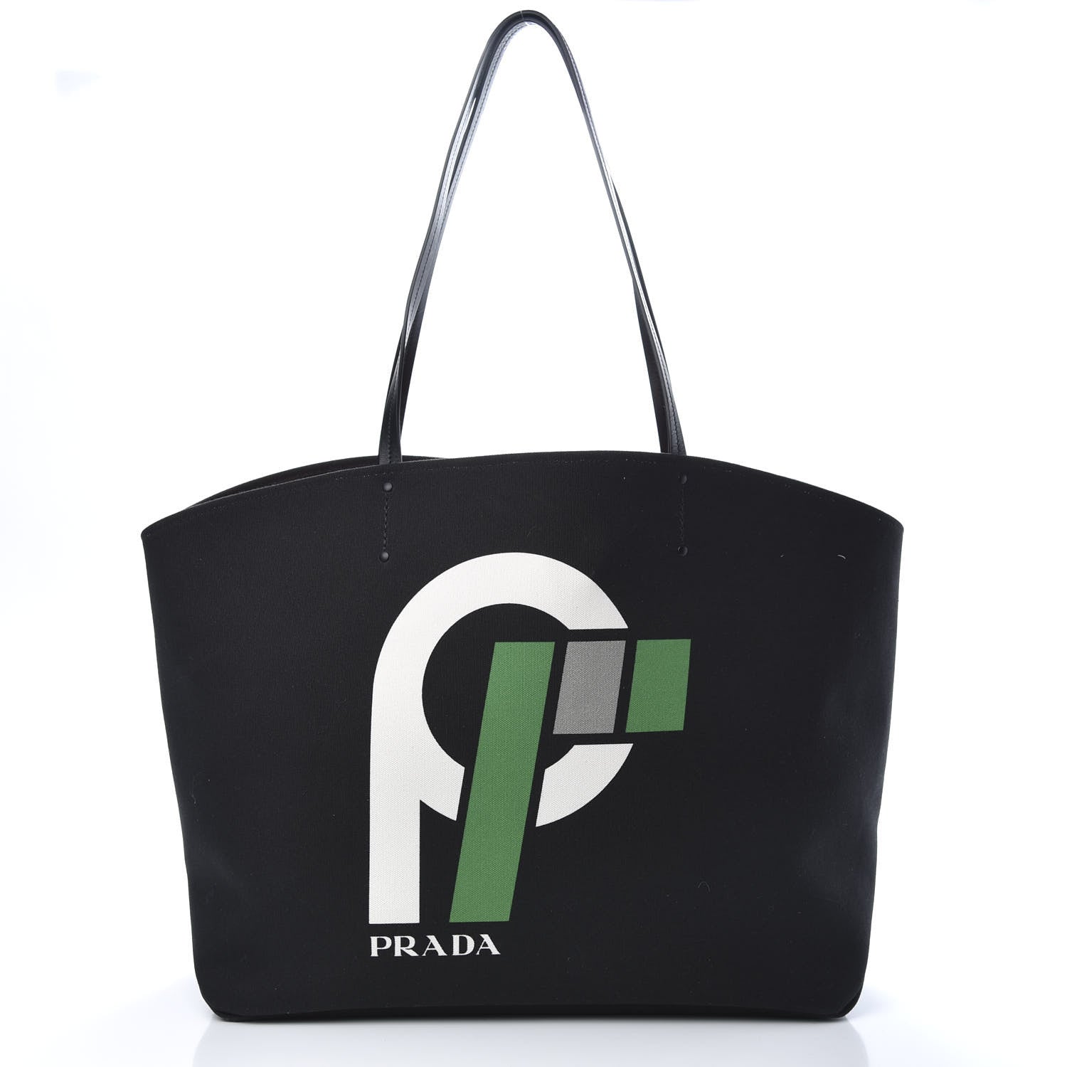 Prada Canvas Racing Logo Tote Black 3 of 12