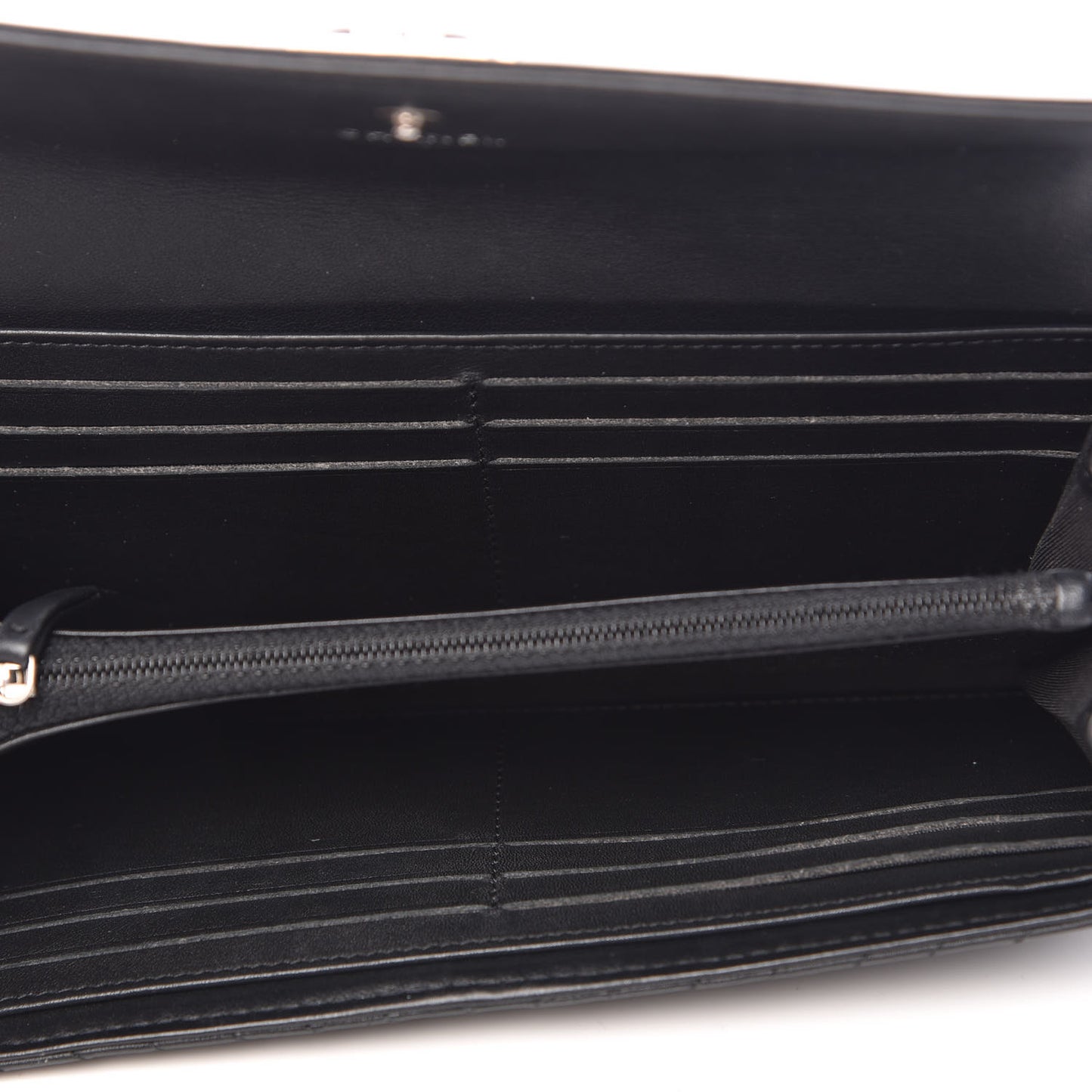 Calfskin Chevron Quilted Boy Flap Wallet Black