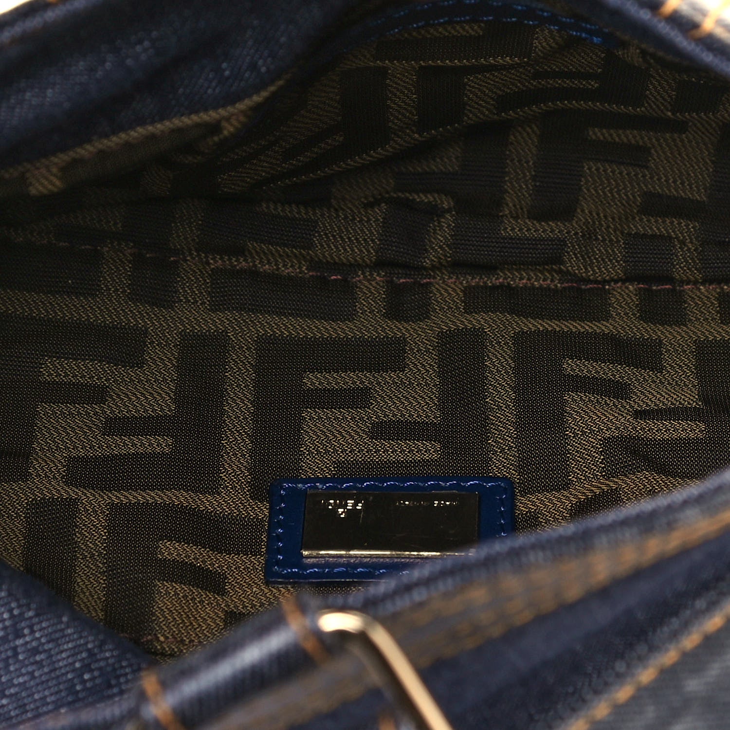 Fendi Denim Spalmati Woven Spy Pouch Bag Blue 5 of 13