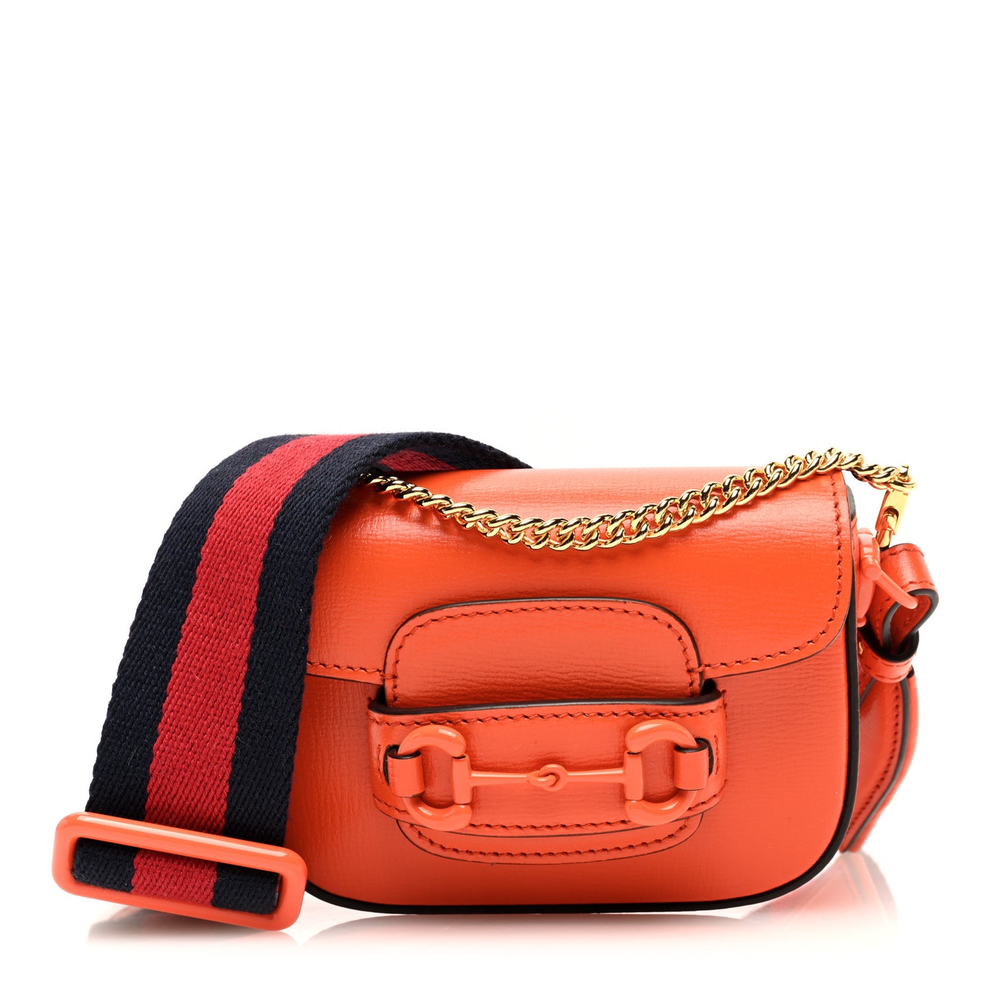 Azalea Calfskin Web Monochrome Horsebit 1955 Wallet On Strap Orange