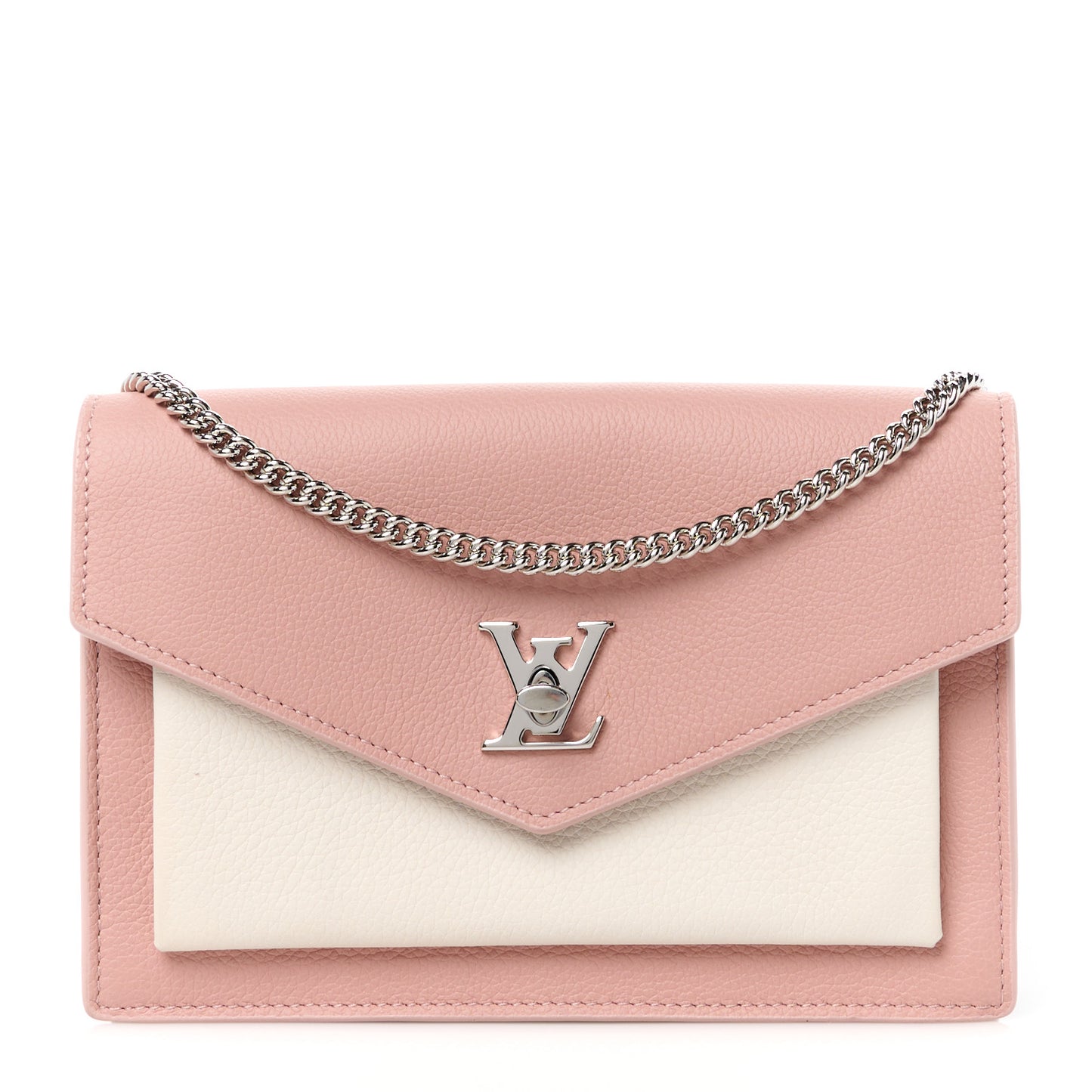 Calfskin My Lockme Chain Pochette Rose Ballet White