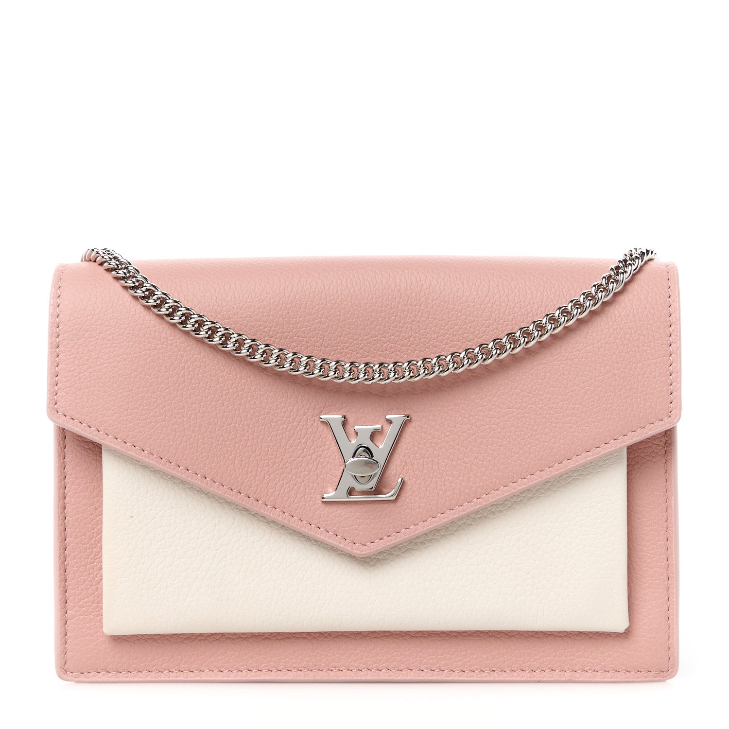 Louis Vuitton Calfskin My Lockme Chain Pochette Rose Ballet White 1 of 9