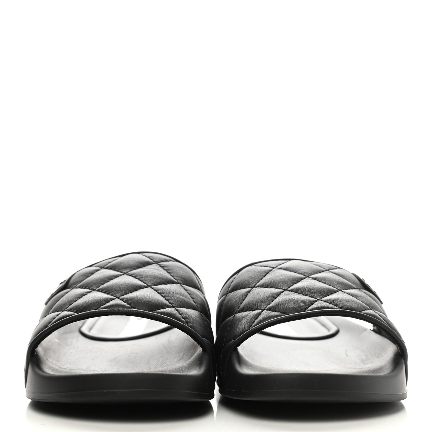 Lambskin Quilted CC Mules Sandals 37 Black