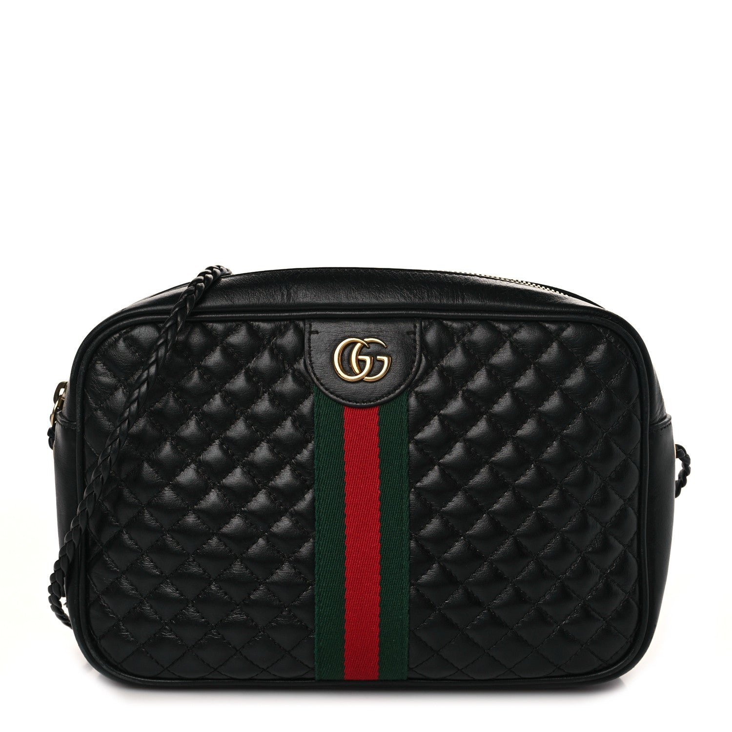 Gucci Calfskin Web Trapuntata Small GG Shoulder Bag Black 1 of 8