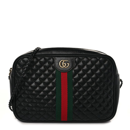 Gucci Calfskin Web Trapuntata Small GG Shoulder Bag Black 1 of 8