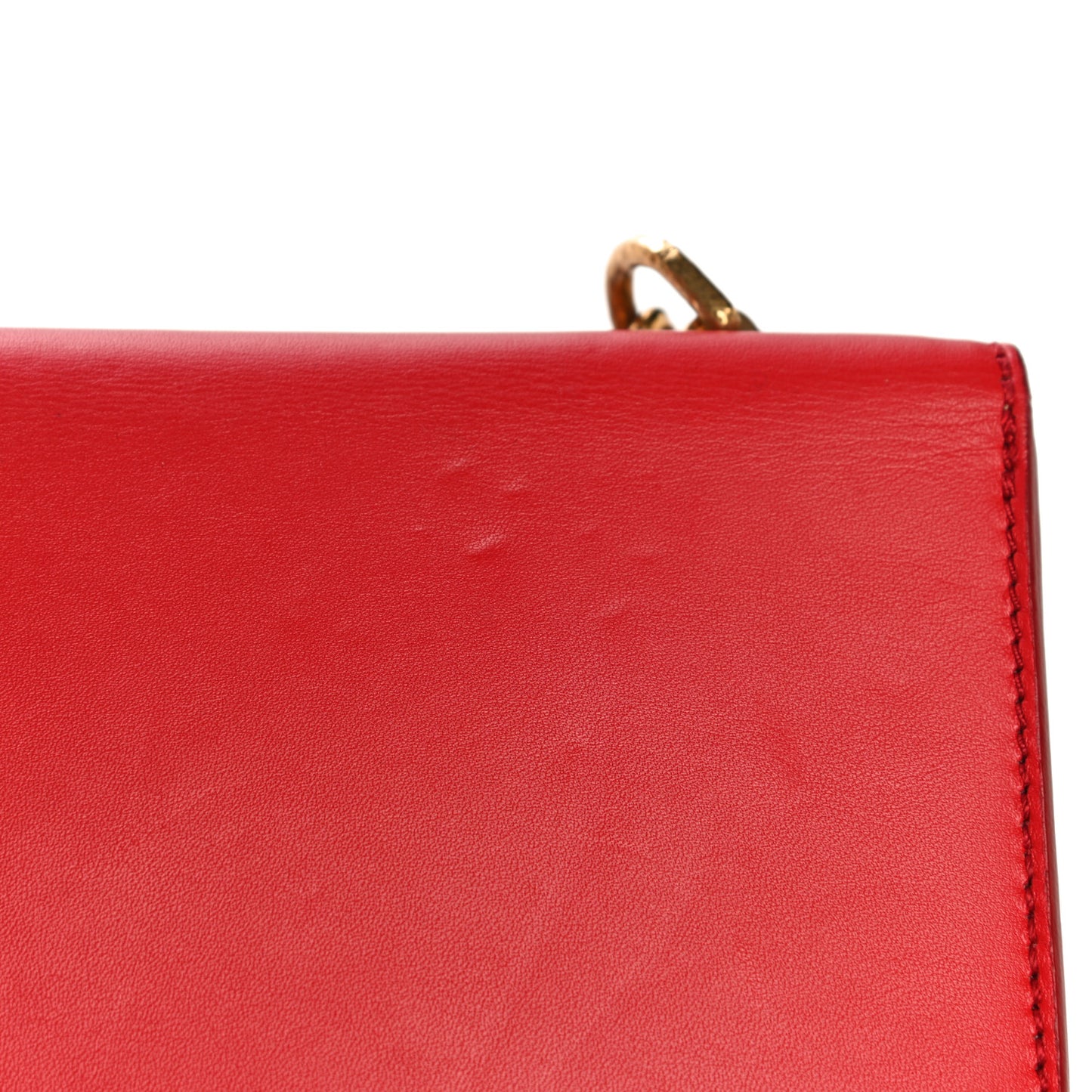 Calfskin Small Insignia Chain Flap Red