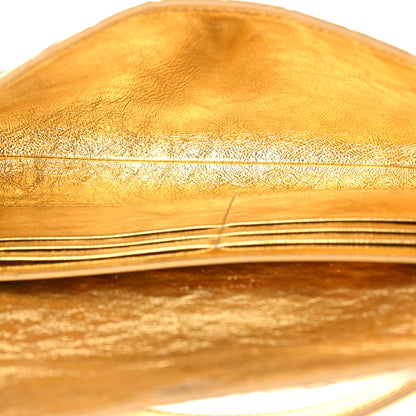 Bottega Veneta Metallic Lambskin Intrecciato Long Andiamo Top Handle Clutch Gold 5 of 11