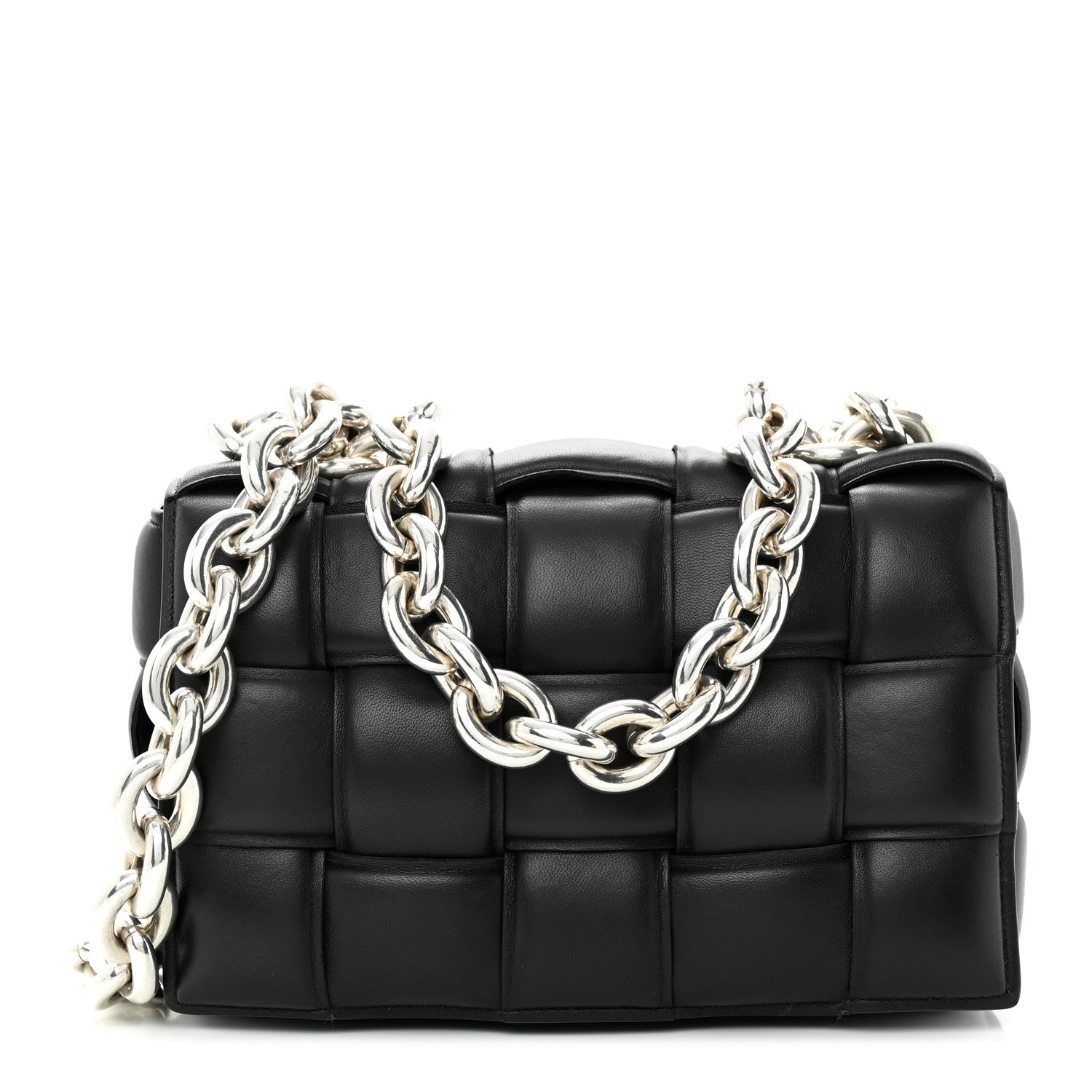 Bottega Veneta Lambskin Maxi Intreccio Padded Chain Cassette Crossbody Bag Black 1 of 11