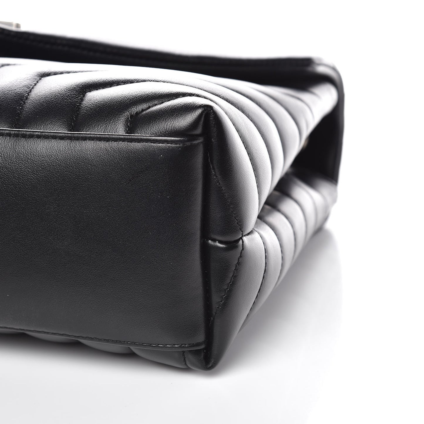 Calfskin Y Quilted Monogram Medium Loulou Chain Satchel Black