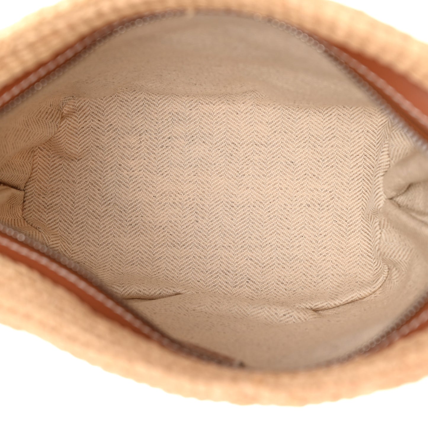 Calfskin Raffia Slit Pochette Bag Natural Tan