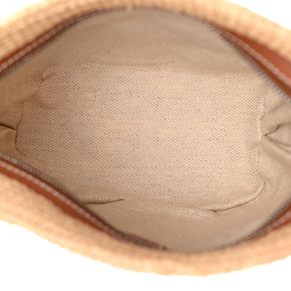 Loewe Calfskin Raffia Slit Pochette Bag Natural Tan 5 of 10