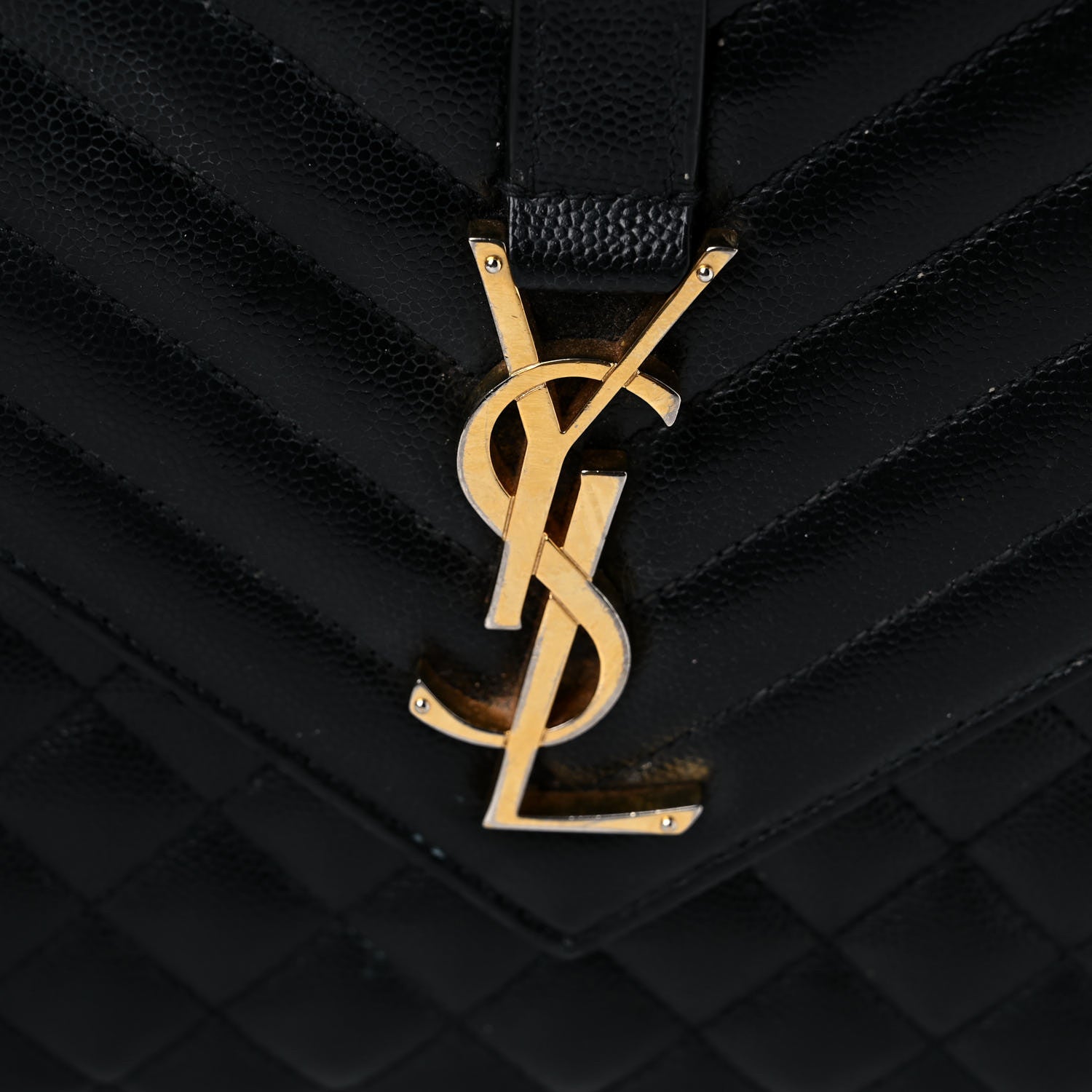 Saint Laurent Grain De Poudre Textured Mixed Matelasse Large Triquilt Monogram Satchel Black 27 of 28