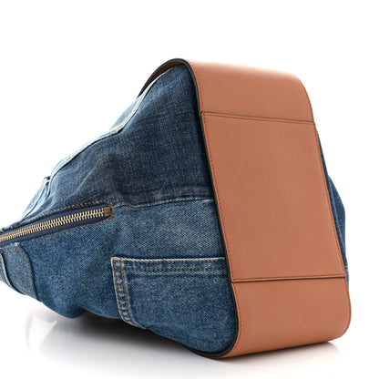 Loewe Calfskin Denim Small Hammock Shoulder Bag Blue Tan 9 of 15