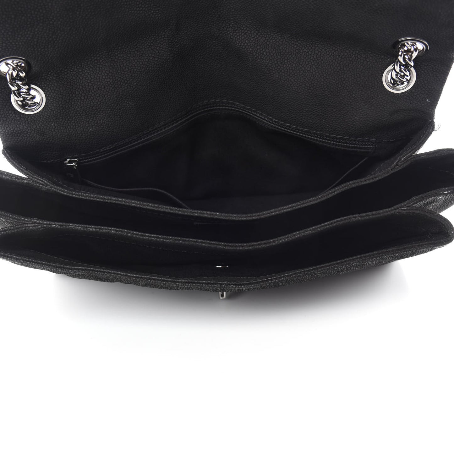 Iridescent Caviar Quilted Medium Lady Pearly Flap Black