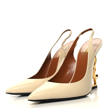 Saint Laurent Calfskin Opyum 110 Slingback Pumps 40 Real Beige 3 of 9