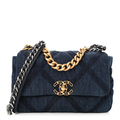 Chanel Denim Quilted Medium Chanel 19 Flap Blue 1 of 10
