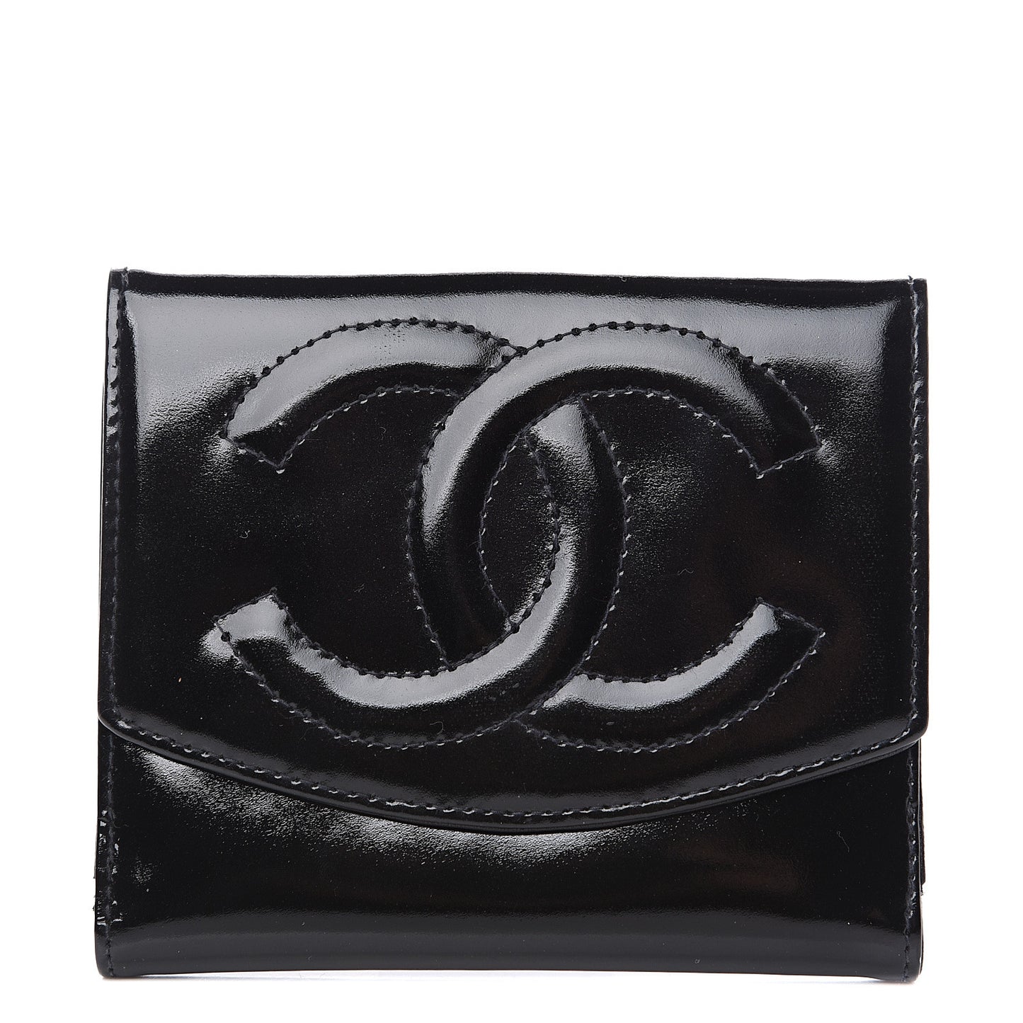 Patent Timeless CC Compact French Wallet Black
