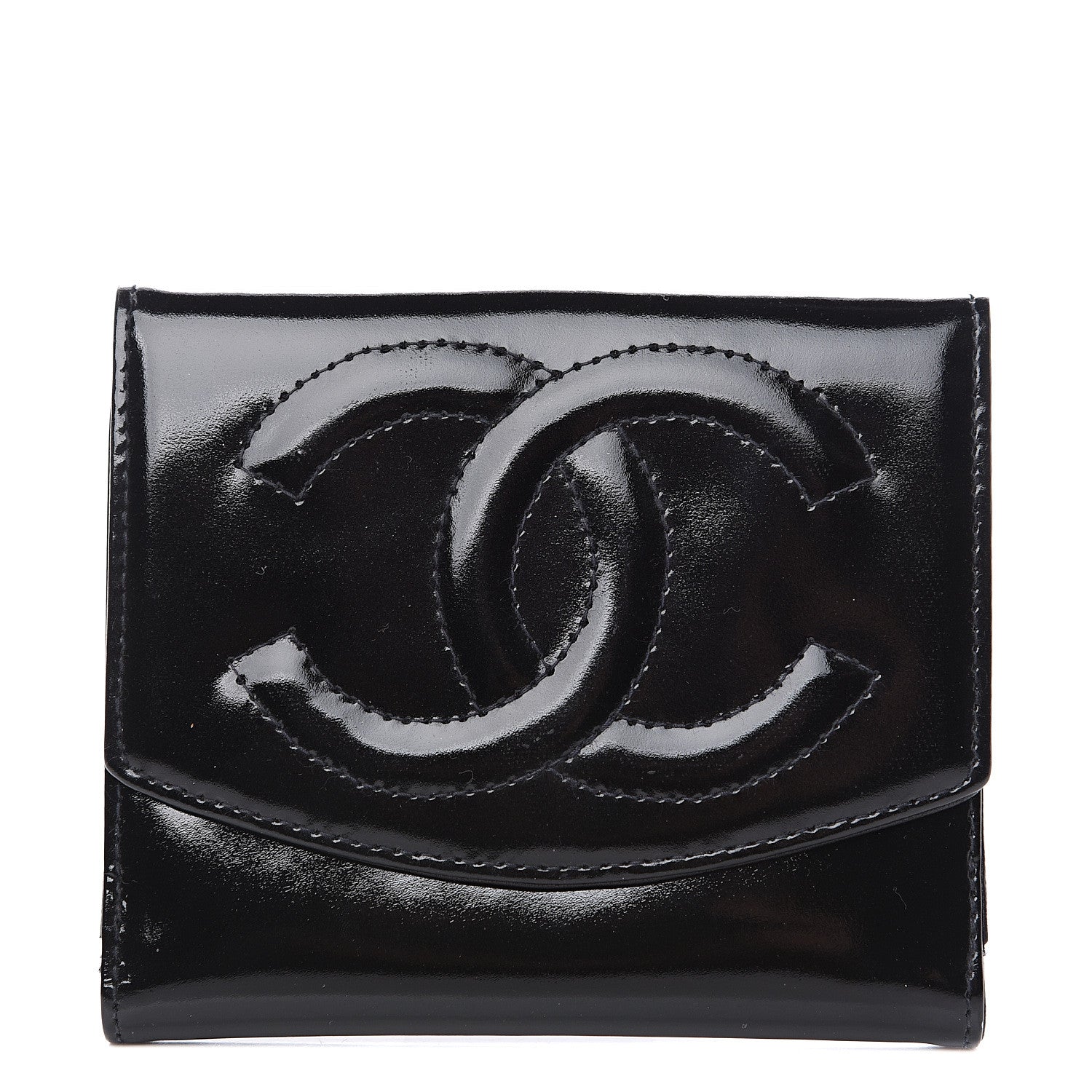 Chanel Patent Timeless CC Compact French Wallet Black 1 of 7