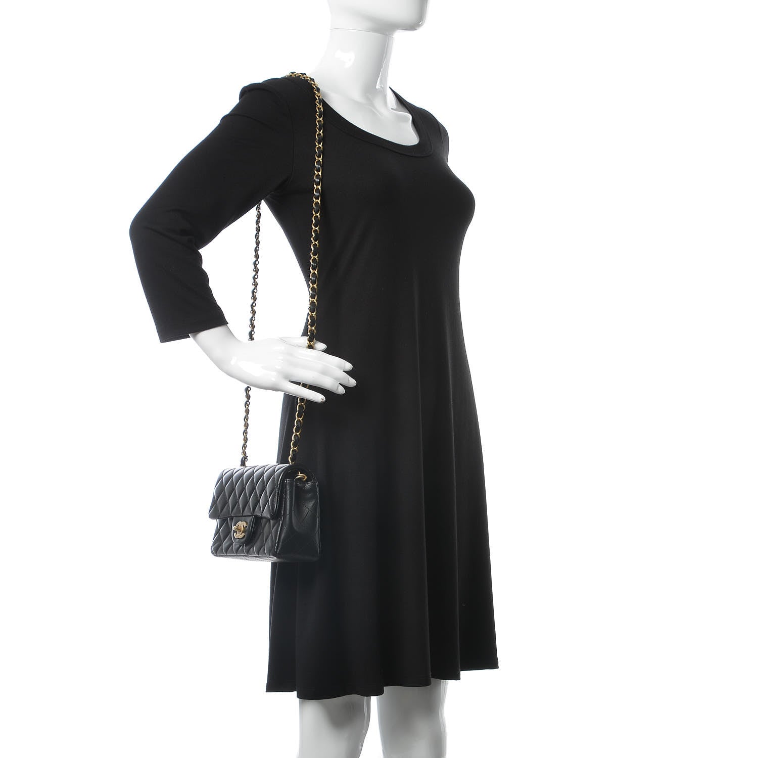 Chanel Lambskin Quilted Mini Rectangular Flap Black 2 of 9