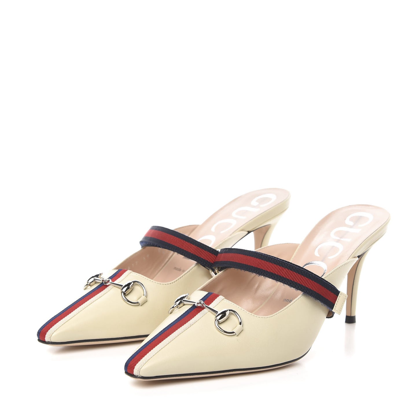 Malaga Kid Sylvie Web Cross Strap Mid-Heel Slides 39 Vintage White