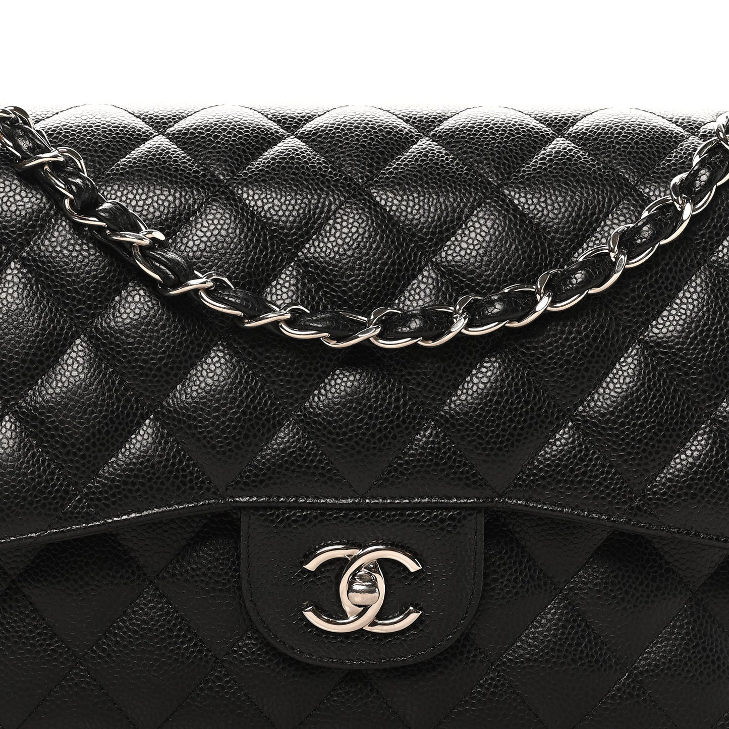 Caviar Quilted Jumbo Double Flap Black