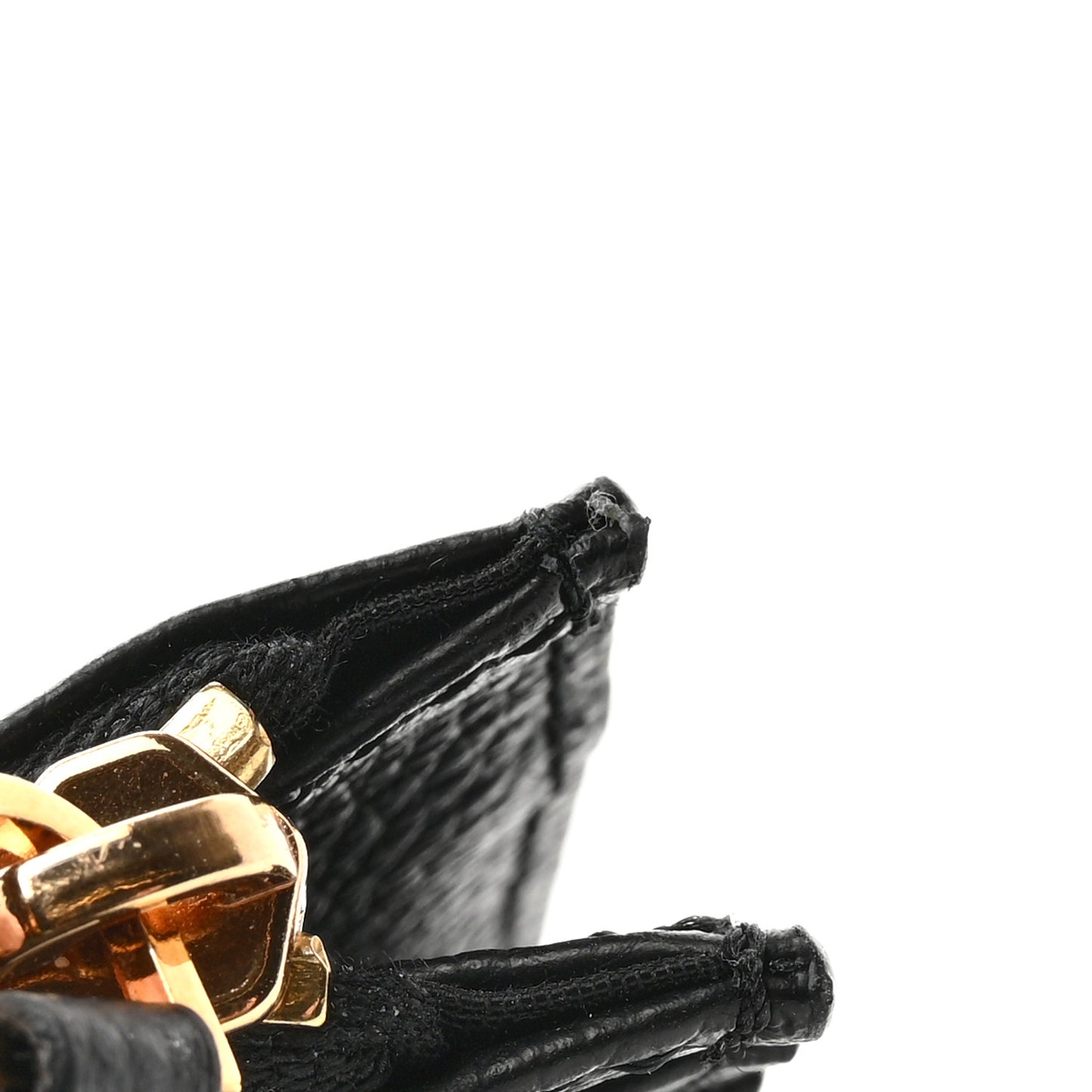 Grained Calfskin Virtus Zip Card Case Black
