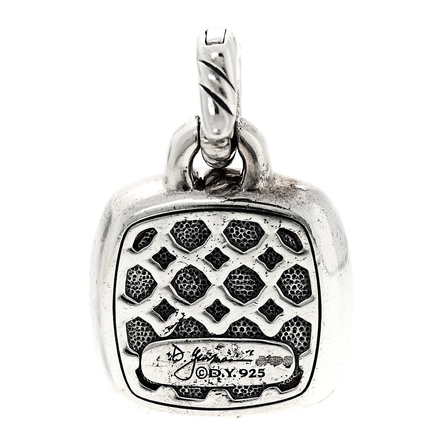 David Yurman Sterling Silver Diamond Moon Quartz 11mm Albion Enhancer Pendant 3 of 4