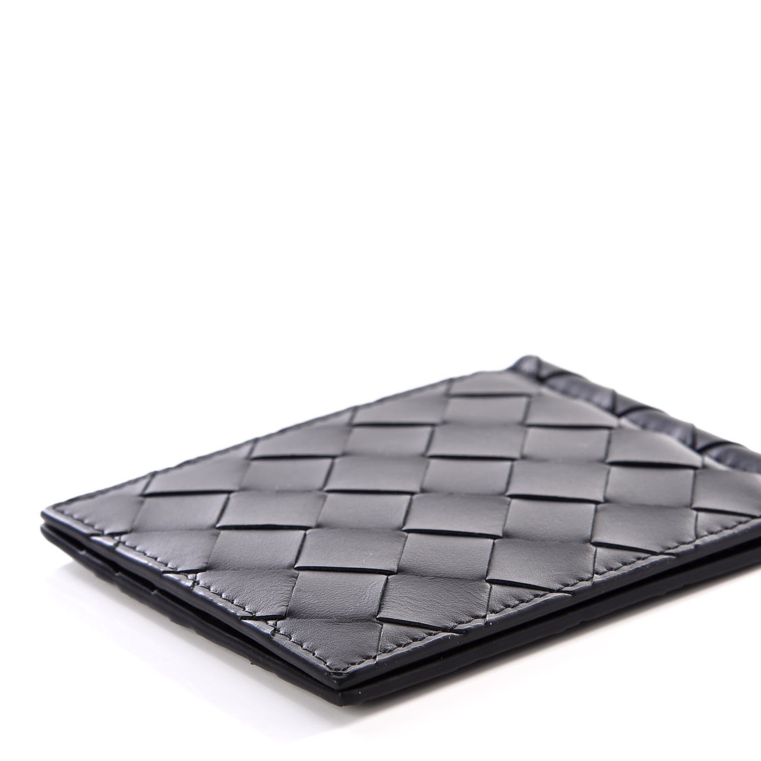 Bottega Veneta Nappa Maxi Intrecciato Bi-Fold Money Clip Wallet Black 5 of 9
