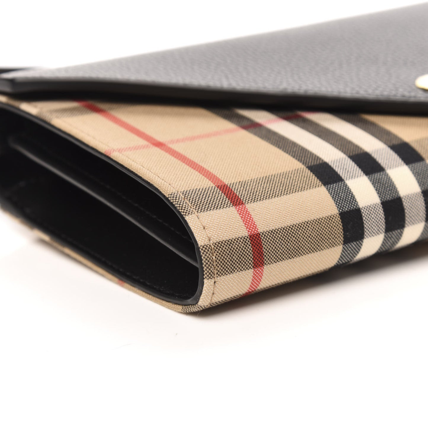 Grainy Calfskin Vintage Check Wallet With Detachable Strap Black
