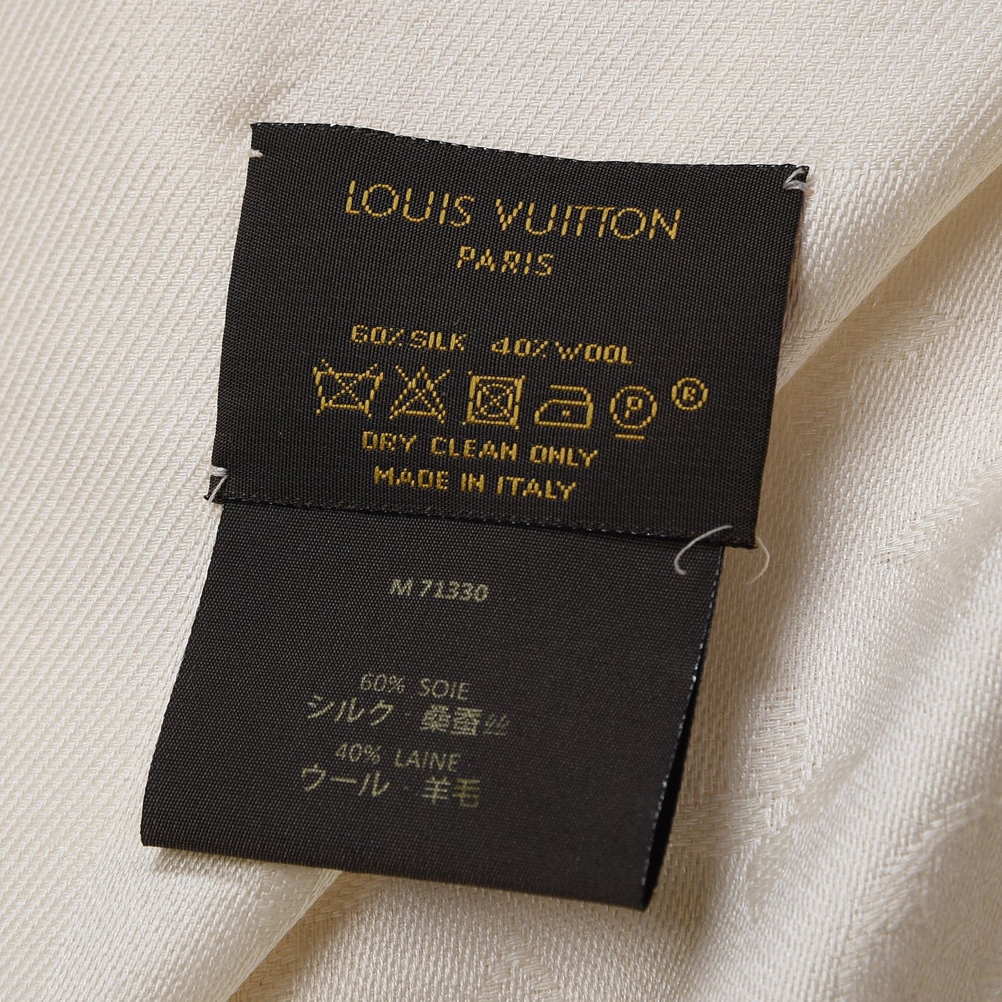 Wool Silk Monogram Shawl White