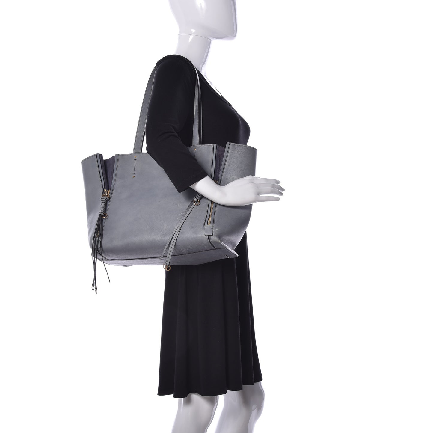 Smooth Calfskin Medium Milo Shopping Tote Cloudy Blue