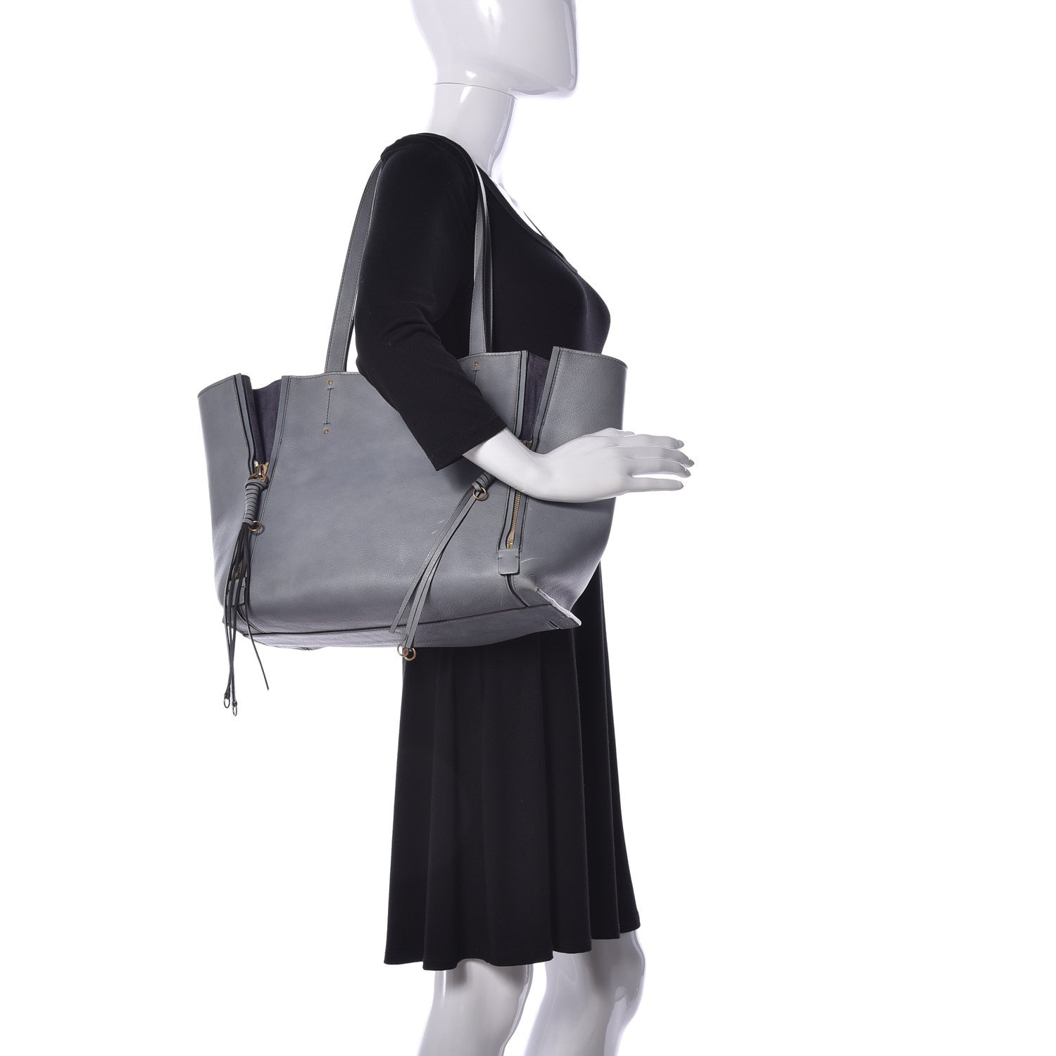 Chloe Smooth Calfskin Medium Milo Shopping Tote Cloudy Blue 2 of 9