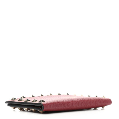 Valentino Garavani Pebbled Calfskin Rockstud Coin Case Card Holder Dark Red 4 of 8