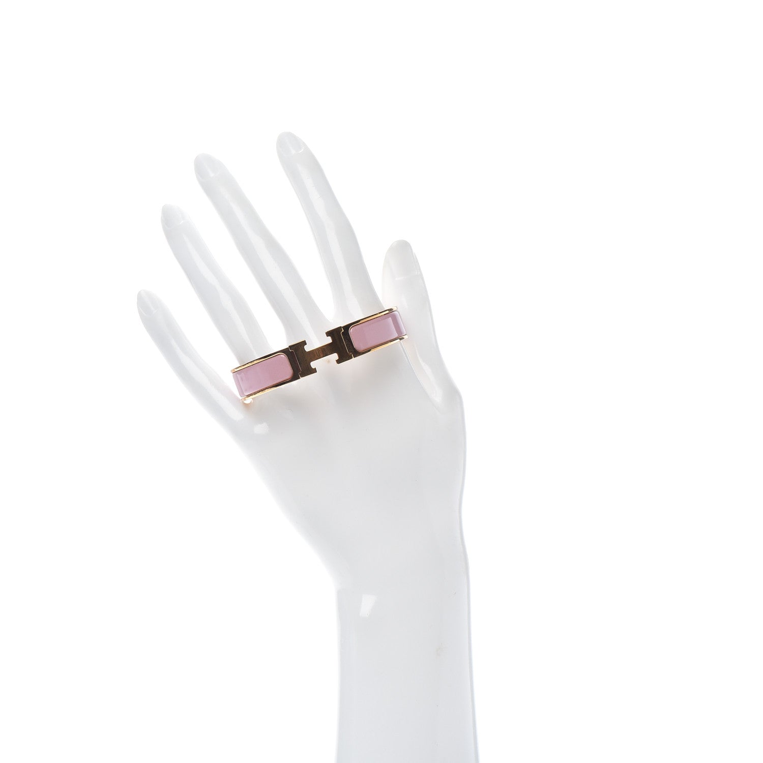 Hermes Enamel Narrow Clic Clac H Bracelet PM Rose Dragee 2 of 4
