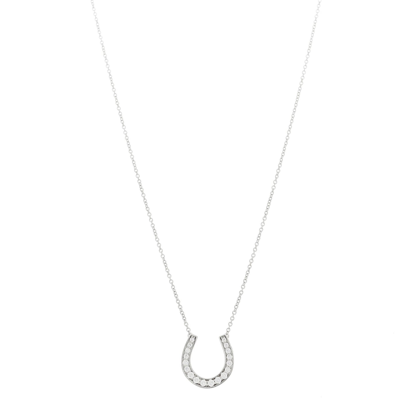 Platinum Diamond Horseshoe Pendant Necklace