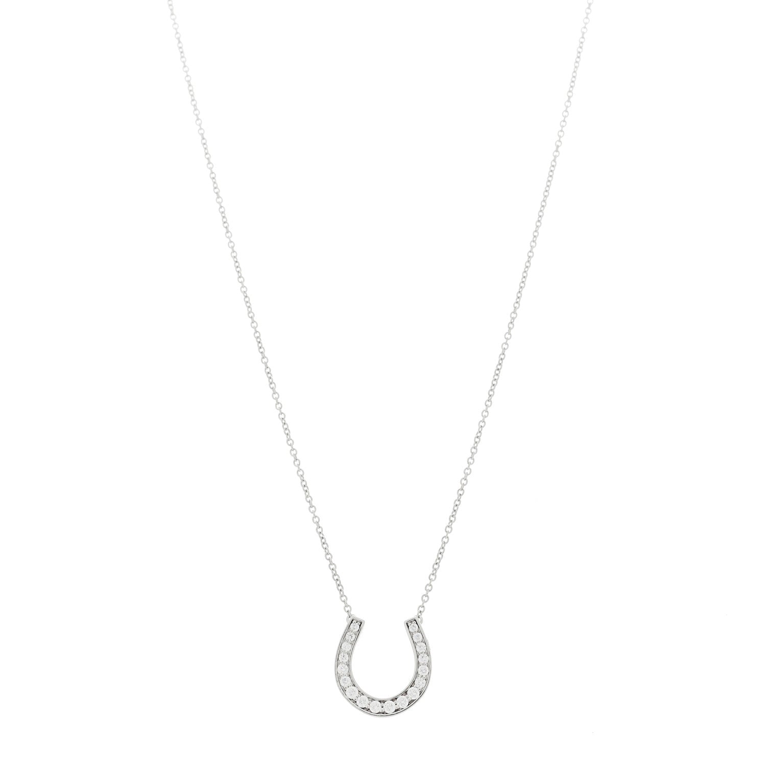 Tiffany Platinum Diamond Horseshoe Pendant Necklace 1 of 5