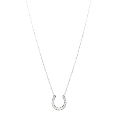 Tiffany Platinum Diamond Horseshoe Pendant Necklace 1 of 5