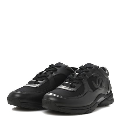 Chanel Lambskin Fabric CC Uniform Mens Sneakers 44 Black 4 of 9