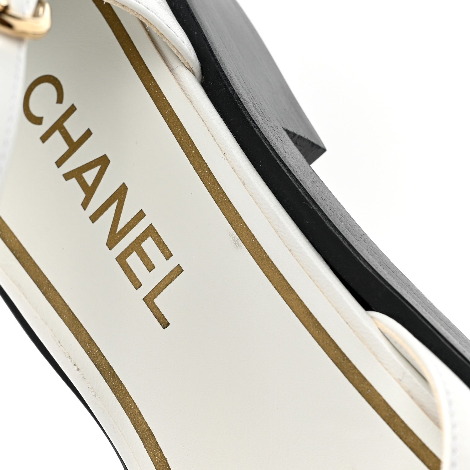 Chanel Shiny Goatskin Mary Jane Flats 38 White Black 11 of 11