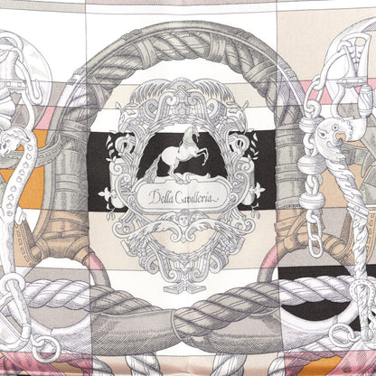 Hermes Silk Della Cavalleria Pocket Square Scarf Vieux Rose Beige 2 of 4