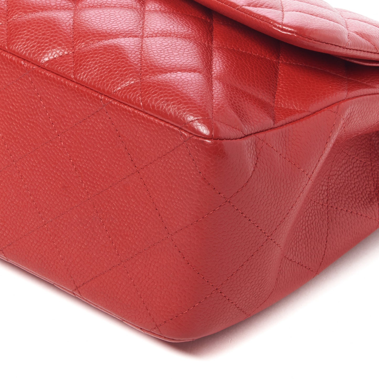 Caviar Quilted Jumbo Double Flap Red