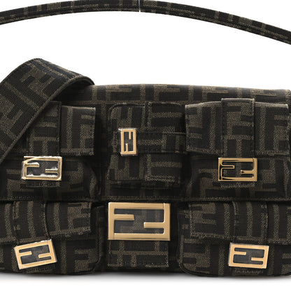 Fendi Fabric Jacquard FF 1974 Multipocket Baguette Tobacco Moro 8 of 14