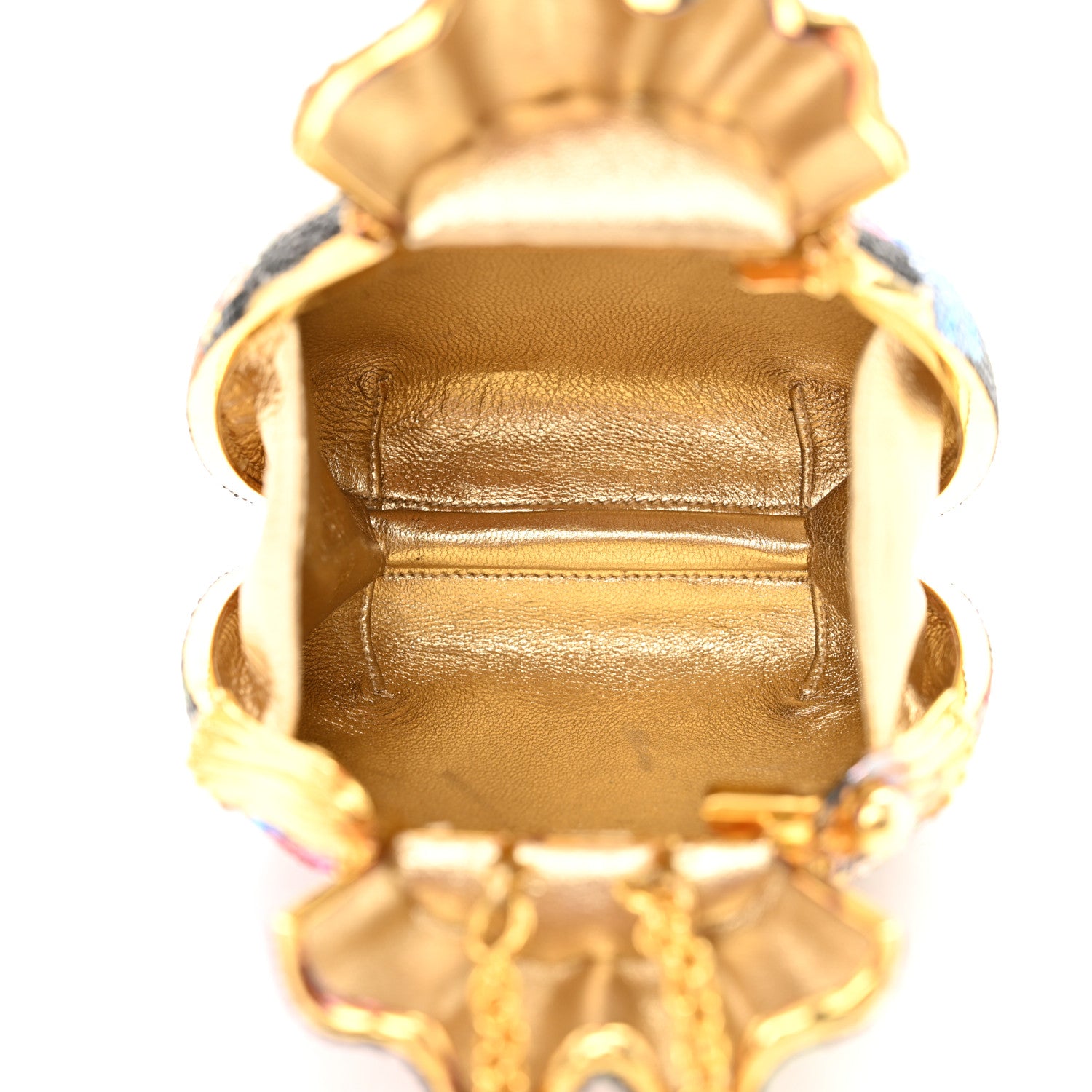 Judith Leiber Swarovski Crystal Floral Minaudiere Clutch Gold Multicolor 6 of 14