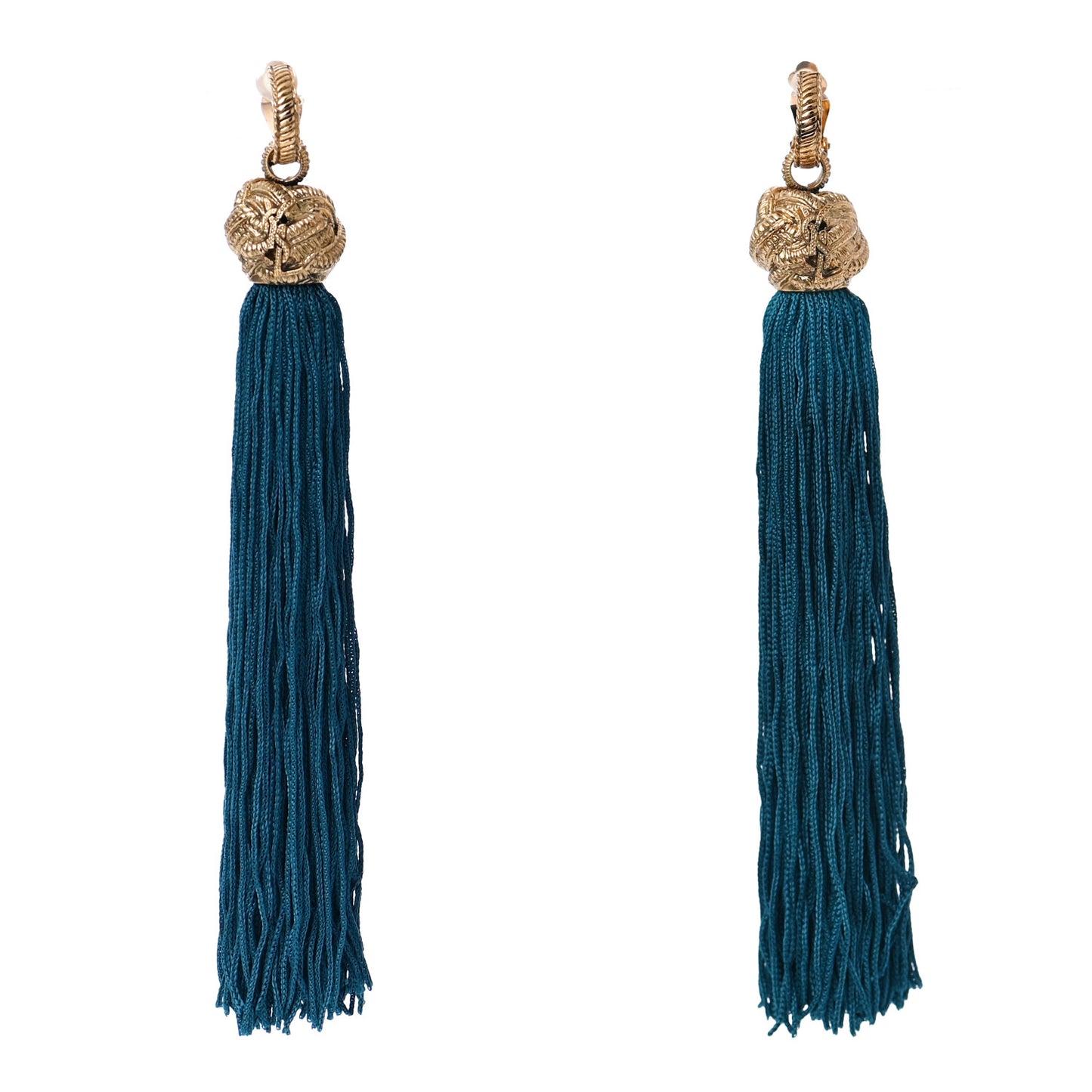 Metal Tassel Earrings Gold Turquoise