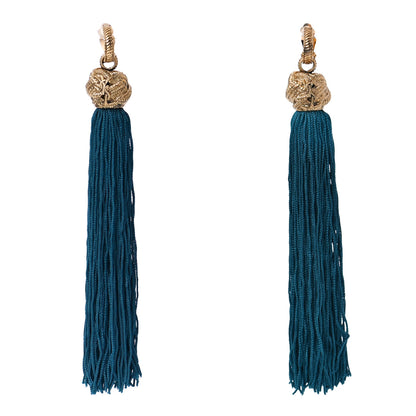Saint Laurent Metal Tassel Earrings Gold Turquoise 1 of 4