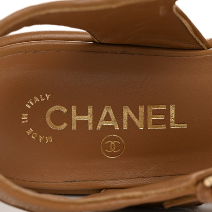 Chanel Lambskin Quilted CC Platform Sandals 41 Beige 7 of 14