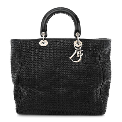 Christian Dior Lambskin Woven Large Lady Dior Shopping Tote Black 1 of 18