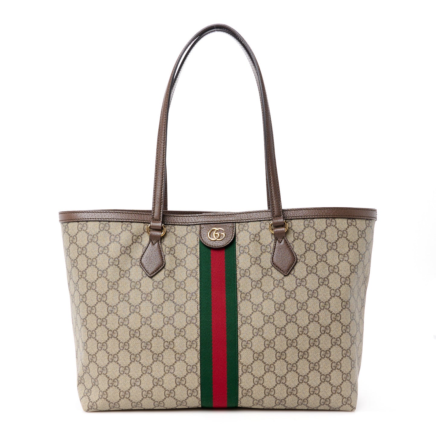 GG Supreme Monogram Medium Ophidia Shopping Tote Brown