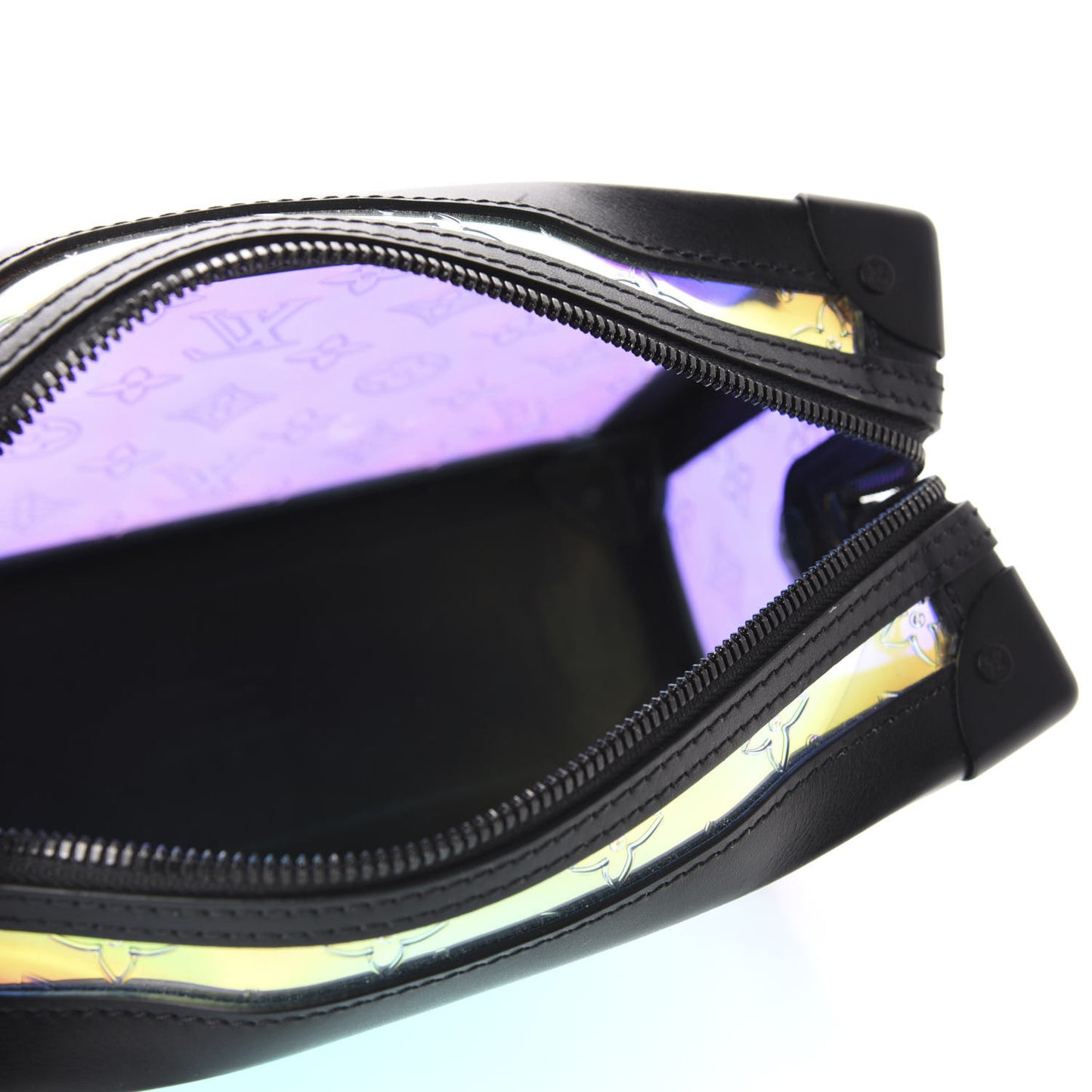 Calfskin PVC Monogram Solar Ray Soft Trunk Iridescent Prism Black